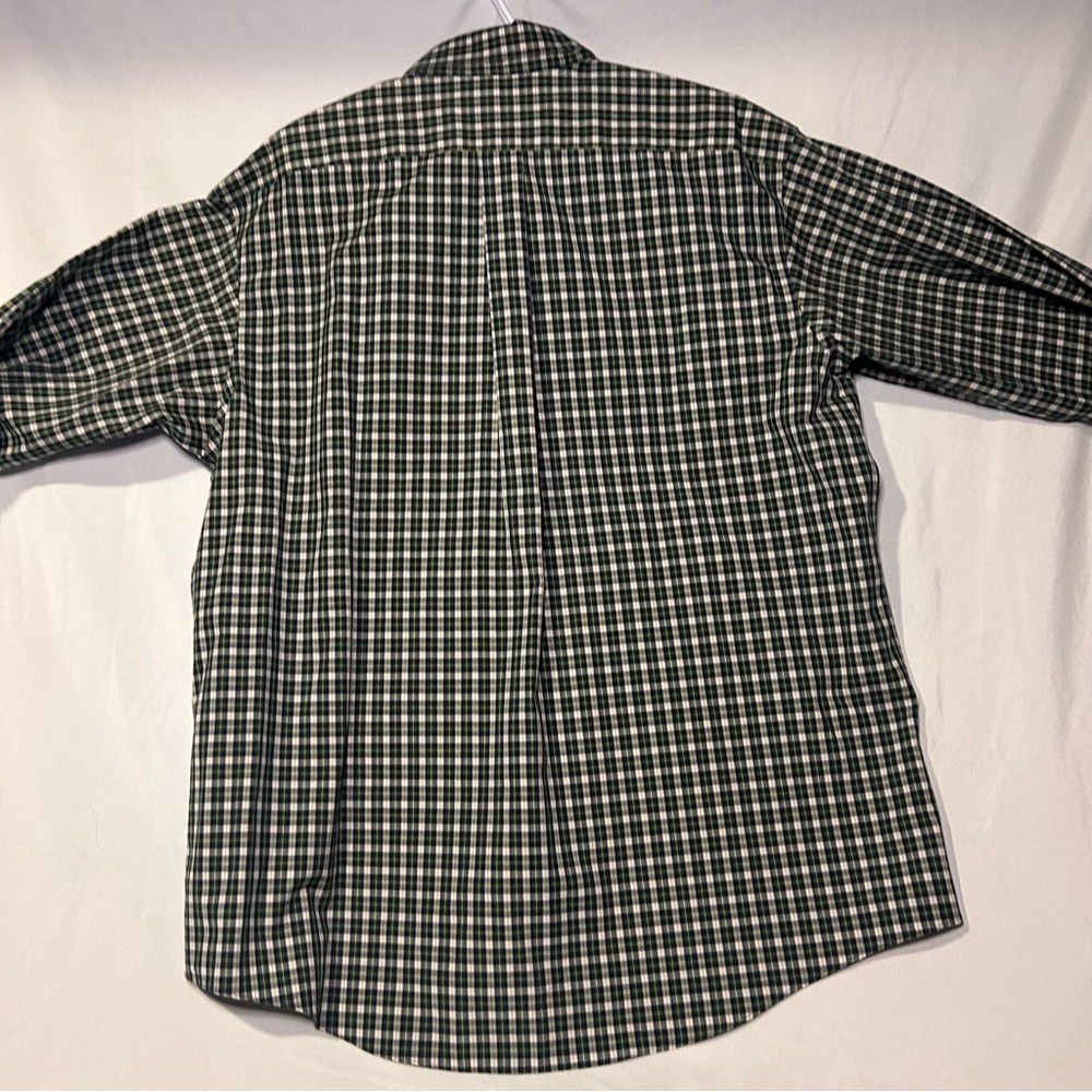 LL Bean L-Reg wrinkle resistant Classic Green Plaid Men's Shirt - Picture 6 of 6